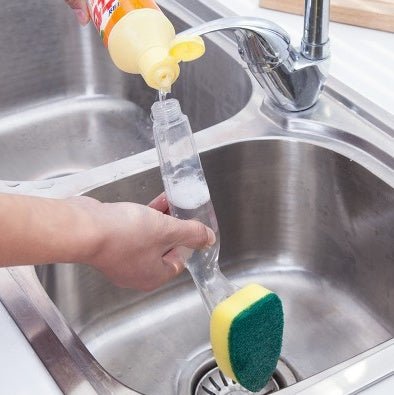 New Injection Water Brush Cleaning Non-stick Kitchen Oil Pot Brush Sponge Tableware Brush Odorless Cleaning